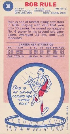 1969-70 Topps Bob Rule #30 card back image