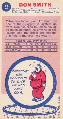 1969-70 Topps Don Smith #52 card back image
