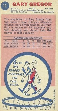 1969-70 Topps Gary Gregor #11 card back image