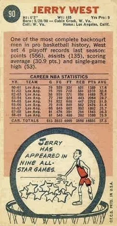 1969-70 Topps Jerry West #90 card back image