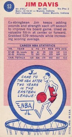 1969-70 Topps Jim Davis #53 card back image