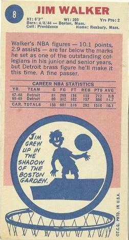 1969-70 Topps Jim Walker #8 card back image