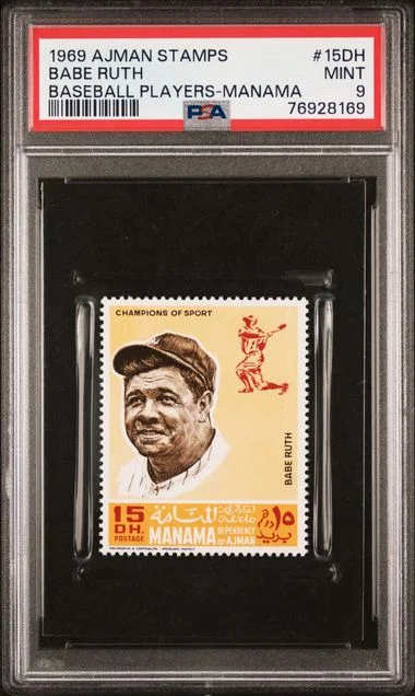1969 Ajman Stamps Manama Babe Ruth #15Dh card image