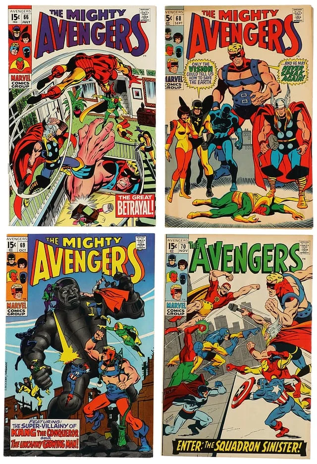 1969 Marvel) 4 Books - Raw - 1st Appearance of Grandmaster, Full Team Appearance of Squadron Sinister, First Mention of Adamantium #1st card image