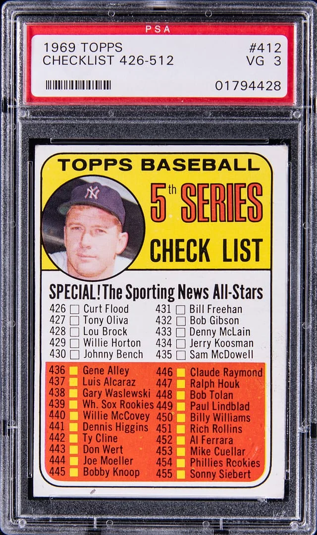 1969 Topps #412 Checklist #426-512 card image