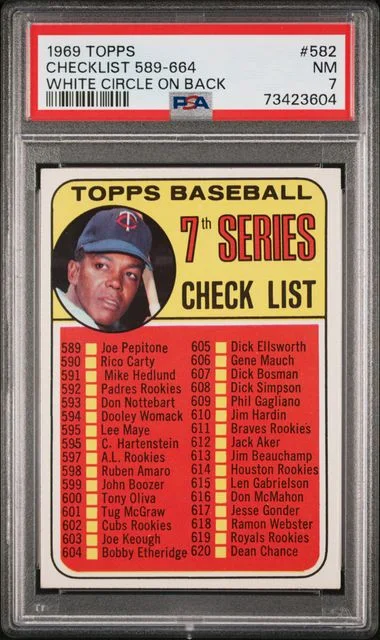 1969 Topps 589-664, White Circle On Back #582 card image