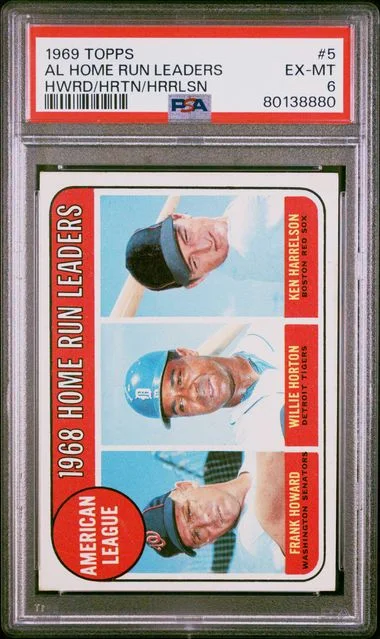 1969 Topps Al Home Run Leaders Howard/Horton/Harrelson #5 card image