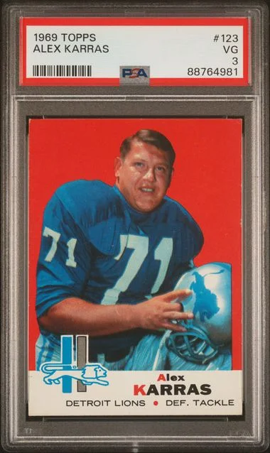 1969 Topps Alex Karras #123 card image