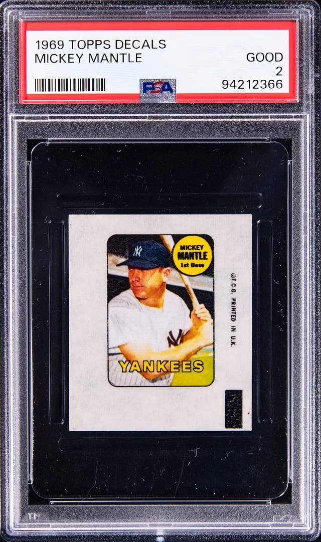 1969 Topps Decal Mickey Mantle #no-number card image