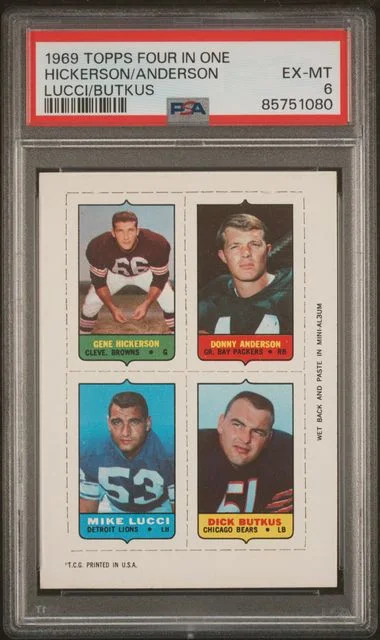 1969 Topps Four In One Lucci/Butkus Anderson/Hickerson #no-number card image