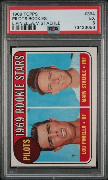 1969 Topps Lou Piniella/Marv Staehle Pilots Rookies #394 card image