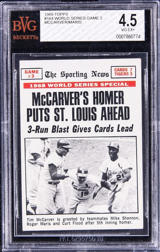 1969 Topps McCarver/Maris World Series Game 3 #164 card image