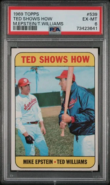 1969 Topps Ted Williams/Mike Epstein Ted Shows How #539 card image