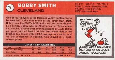 1970-71 Topps Bobby Smith #74 card back image