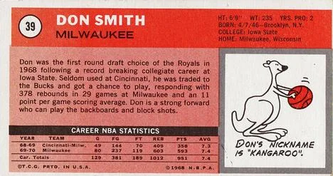 1970-71 Topps Don Smith #39 card back image