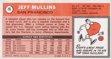 1970-71 Topps Jeff Mullins #76 card back image