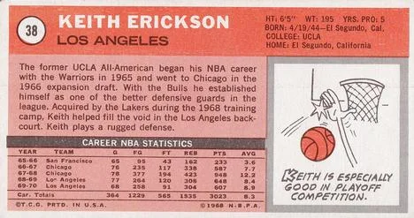1970-71 Topps Keith Erickson #38 card back image