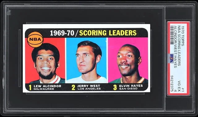 1970-71 Topps Lew Alcindor/Jerry West/Elvin Hayes 1969-70 Scoring Leaders #1 card image