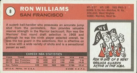 1970-71 Topps Ron Williams #8 card back image