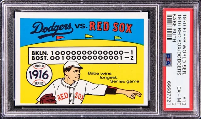 1970 Fleer Babe Ruth World Series 1916 Red Sox/Dodgers #13 card image