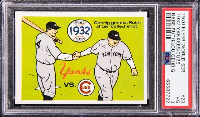 1970 Fleer Babe Ruth/Lou Gehrig World Series 1932 Yankees/Cubs #29 card image