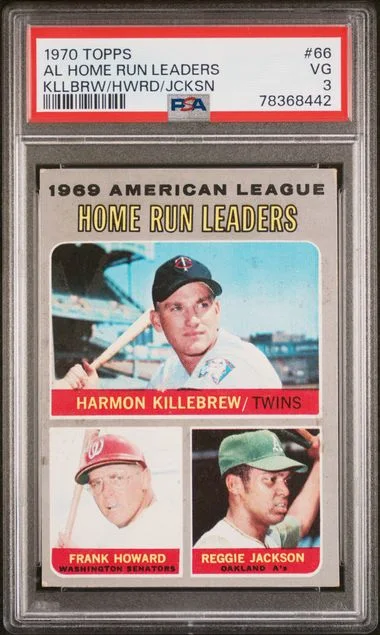 1970 Topps Al Home Run Leaders Killebrew/Howard/Jackson #66 card image