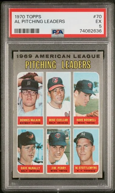 1970 Topps Al Pitching Leaders #70 card image