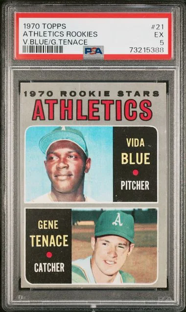 1970 Topps Athletics Rookies Vida Blue/Gene Tenace #21 card image