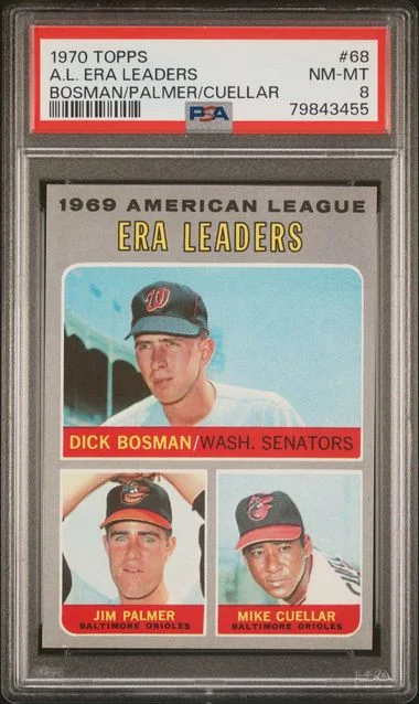 1970 Topps Bosman/Palmer/Cuellar A.L. Era Leaders #68 card image