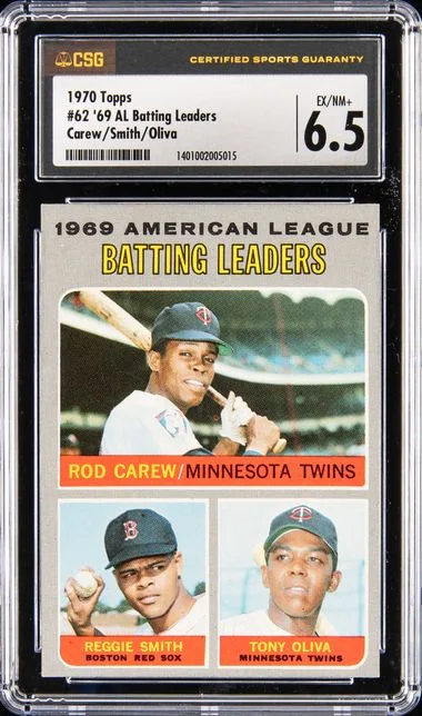 1970 Topps Carew/Smith/Oliva 69 American League Batting Leaders #62 card image