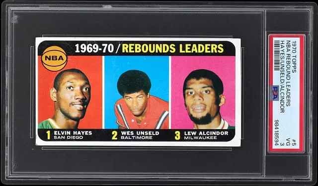1970 Topps Elvis Hayes/Wes Unseld/Lew Alcindor NBA Rebound Leaders #5 card image