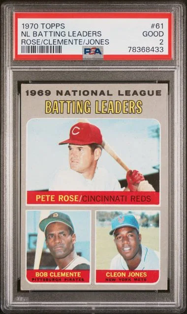 1970 Topps Nl Batting Leaders Rose/Clemente/Jones #61 card image