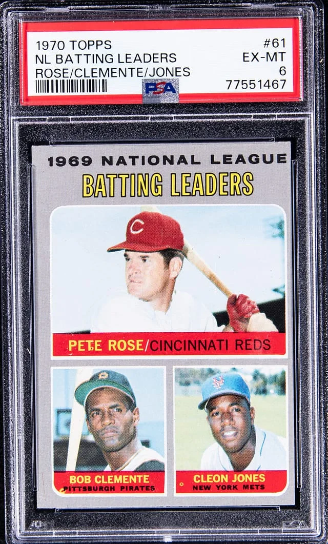 1970 Topps Rose/Clemente/Jones 1969 N.L. Batting Leaders #61 card image