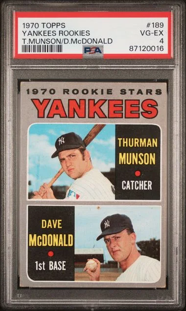 1970 Topps T.Munson/D.Mcdonald Yankees Rookies #189 card image