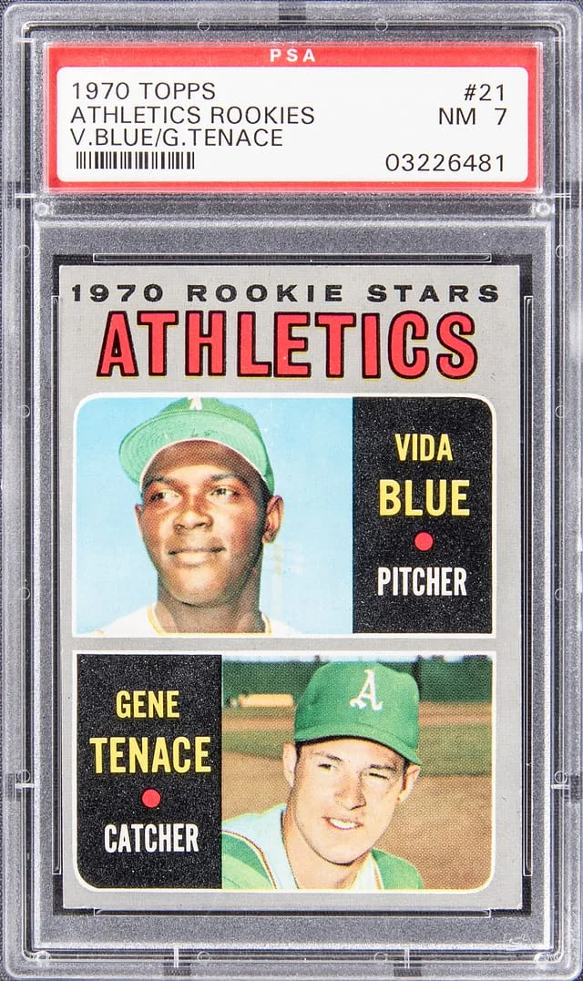 1970 Topps Vida Blue, Gene Tenace Athletics #21 card image