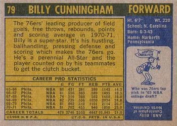 1971-72 Topps Billy Cunningham #79 card back image