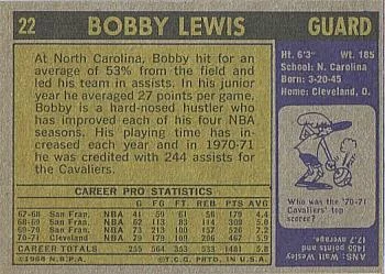 1971-72 Topps Bobby Lewis #22 card back image