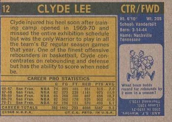 1971-72 Topps Clyde Lee #12 card back image