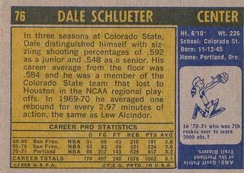 1971-72 Topps Dale Schlueter #76 card back image