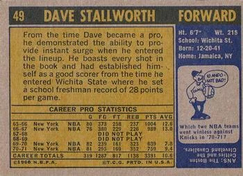 1971-72 Topps Dave Stallworth #49 card back image