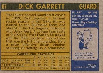 1971-72 Topps Dick Garrett #67 card back image