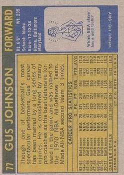 1971-72 Topps Gus Johnson #77 card back image