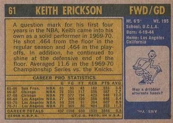 1971-72 Topps Keith Erickson #61 card back image