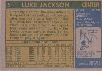 1971-72 Topps Luke Jackson #5 card back image
