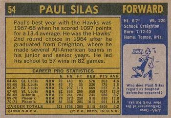 1971-72 Topps Paul Silas #54 card back image