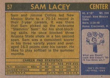 1971-72 Topps Sam Lacey #57 card back image