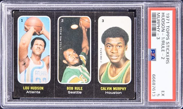 1971-72 Topps Sticker Lou Hudson/Bob Rule/Calvin Murphy #no-number card image