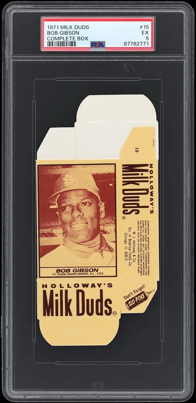 1971 Milk Duds Complete Box Bob Gibson #15 card image