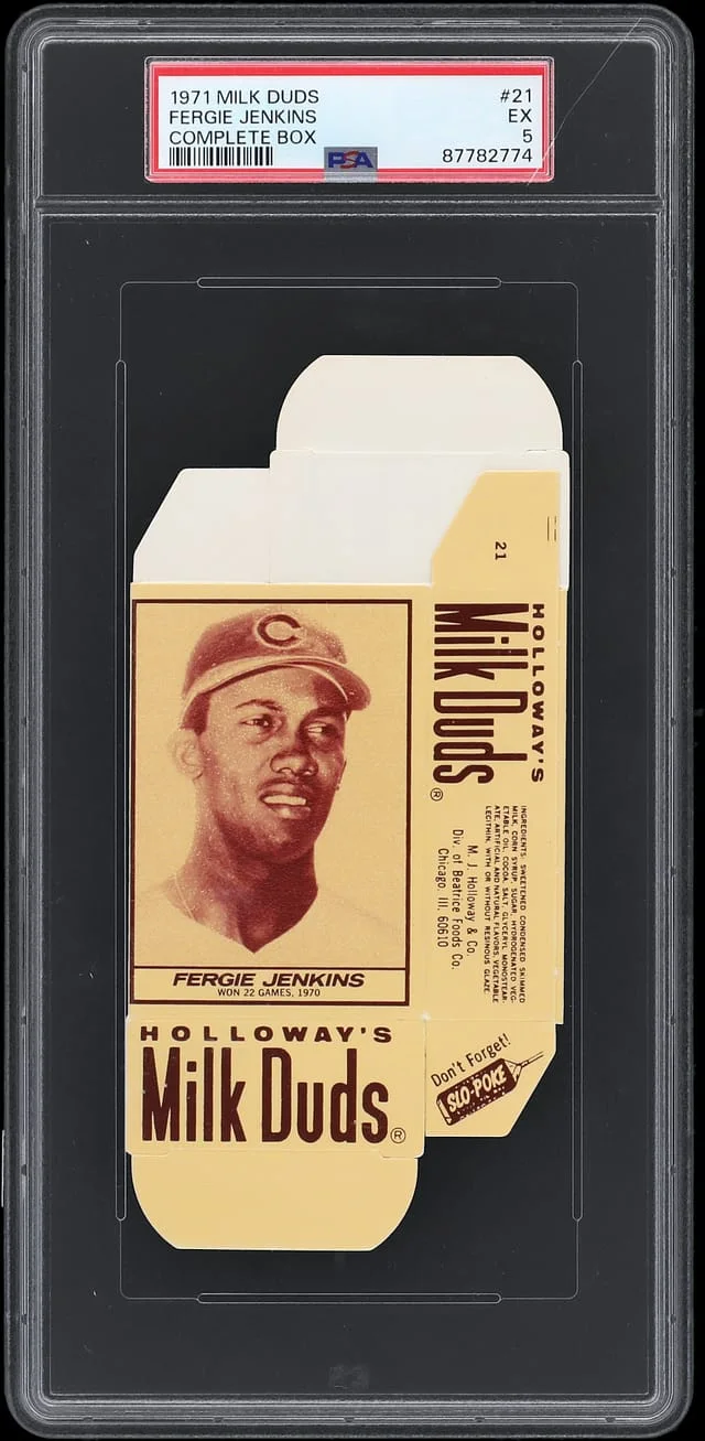 1971 Milk Duds Complete Box Fergie Jenkins #21 card image