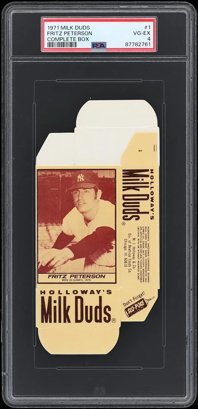 1971 Milk Duds Complete Box Fritz Peterson #1 card image